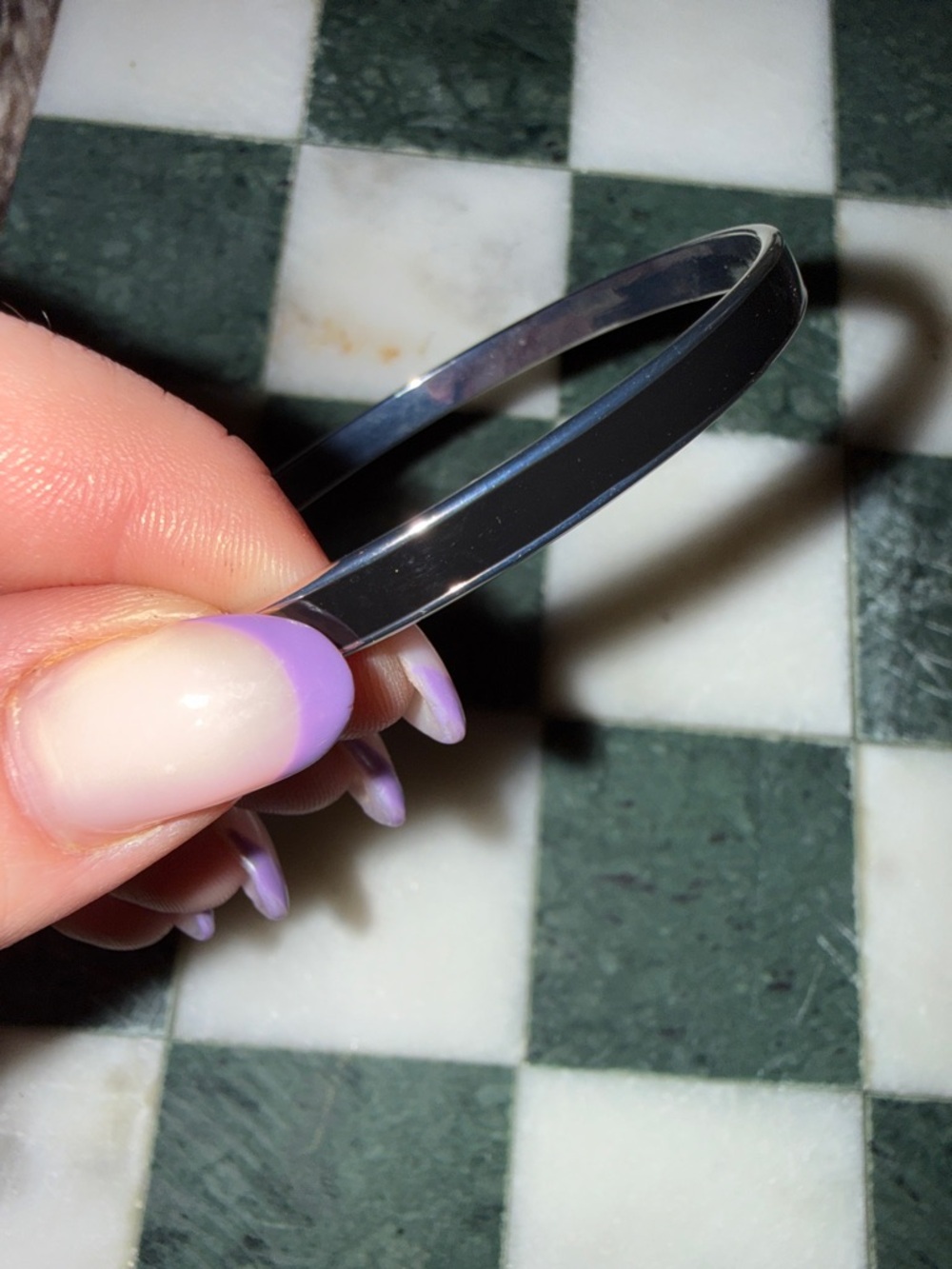 Express Silver & Black enamel bangle